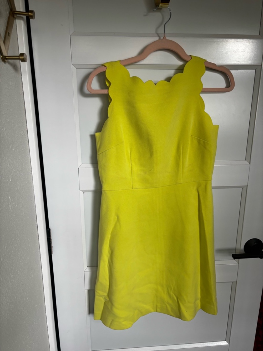 LOFT Bright Yellow Scallop Neck Mini Dress